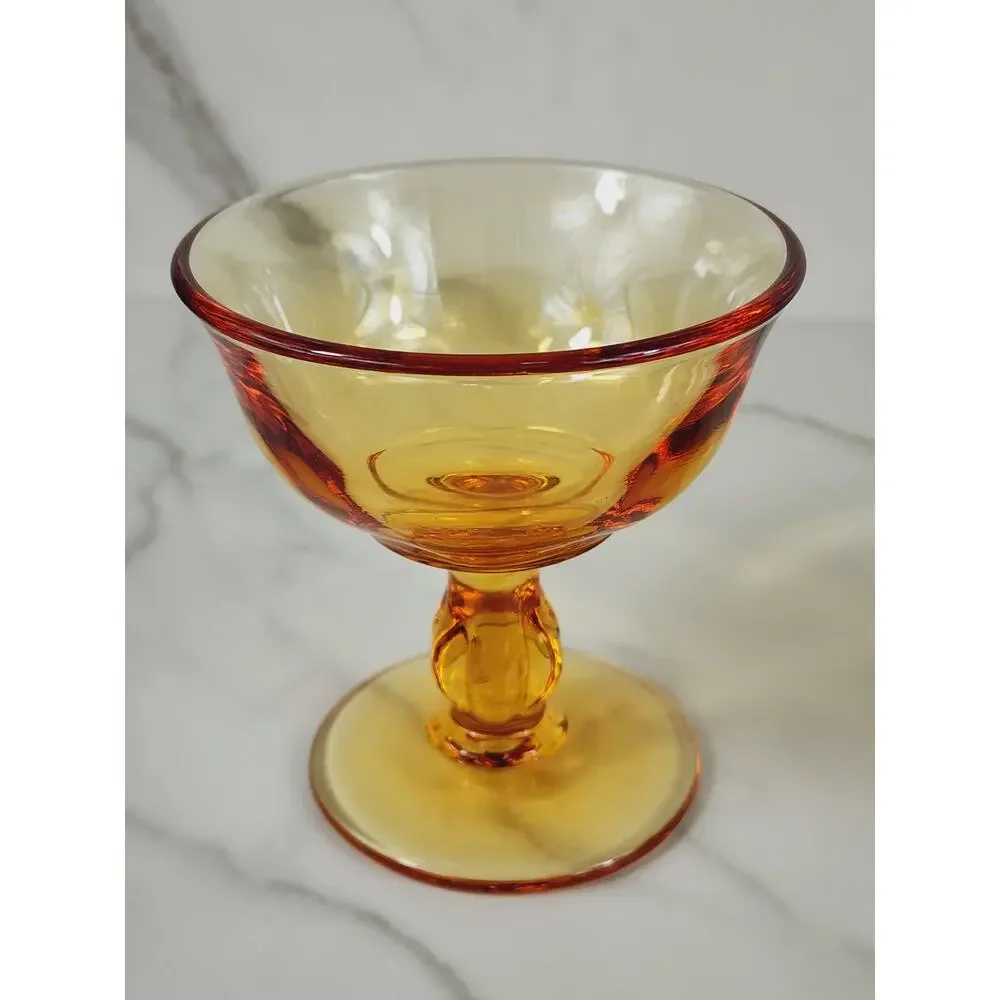 Tiffin Franciscan Amber Glass Sherbet Dessert 4